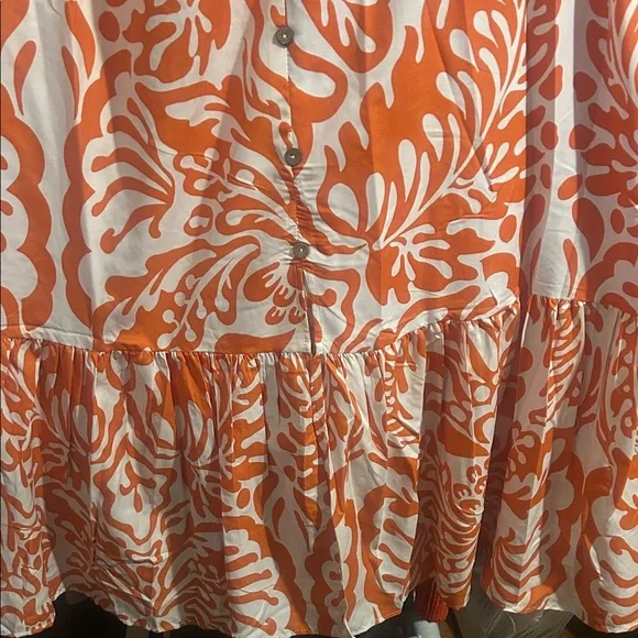 Women's Orange Floral Tiered Maxi Skirt - Picture 6 of 9